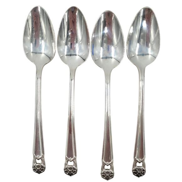 Rogers Brothers Silver Plate Eternally Yours Coquette 4 Teaspoons 2 - Picture 1 of 10